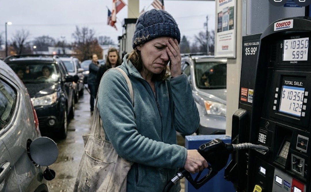 Driver experiencing the impact of rising gas prices at a gas station